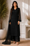 Black Georgette Chikankari Embroidery Kurta With Pant And Dupatta For Women